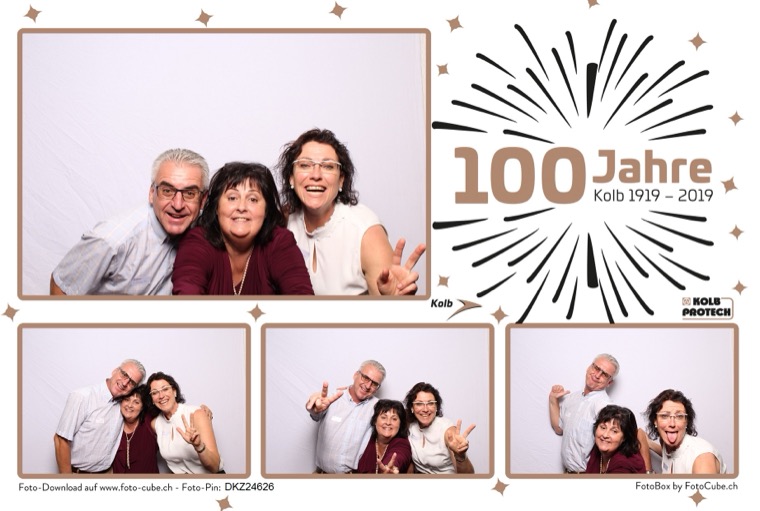 Fotobox-Ausdruck vom 100-Jahr-Jubiläum der Kolb Elektro AG