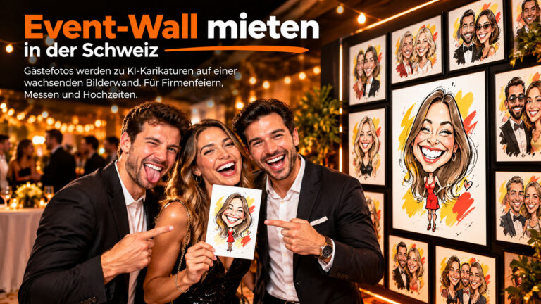 Event-Wall mieten in der Schweiz: KI-Karikaturen (2026)